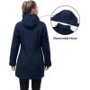 image33000ft Womens Waterproof Softshell Long Rain Jacket with Hood Fleece Lined Windproof WindbreakerDark Blue