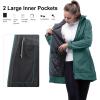 image33000ft Womens Waterproof Softshell Long Rain Jacket with Hood Fleece Lined Windproof WindbreakerDark Green