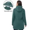 image33000ft Womens Waterproof Softshell Long Rain Jacket with Hood Fleece Lined Windproof WindbreakerDark Green