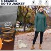 image33000ft Womens Waterproof Softshell Long Rain Jacket with Hood Fleece Lined Windproof WindbreakerDark Green