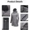 image33000ft Womens Waterproof Softshell Long Rain Jacket with Hood Fleece Lined Windproof WindbreakerMidgrey Melange
