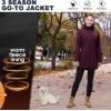 image33000ft Womens Waterproof Softshell Long Rain Jacket with Hood Fleece Lined Windproof WindbreakerPlum