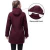 image33000ft Womens Waterproof Softshell Long Rain Jacket with Hood Fleece Lined Windproof WindbreakerPlum