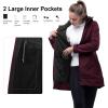 image33000ft Womens Waterproof Softshell Long Rain Jacket with Hood Fleece Lined Windproof WindbreakerPlum