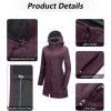image33000ft Womens Waterproof Softshell Long Rain Jacket with Hood Fleece Lined Windproof WindbreakerPurple Melange