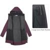 image33000ft Womens Waterproof Softshell Long Rain Jacket with Hood Fleece Lined Windproof WindbreakerPurple Melange