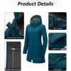 image33000ft Womens Waterproof Softshell Long Rain Jacket with Hood Fleece Lined Windproof WindbreakerTeal