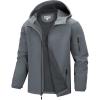 image33000ft Mens Hooded Softshell Jacket Waterproof Lightweight Insulated Windbreaker Fleece Lined Rain Shell JacketLight Grey