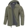 image33000ft Mens Hooded Softshell Jacket Waterproof Lightweight Insulated Windbreaker Fleece Lined Rain Shell JacketOlive