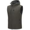 image33000ft Mens Lightweight Softshell Vest Hooded Outerwear Zip Up Fleece Lined Windproof Sleeveless Jacket for Golf RunningOlive Green