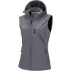 image33000ft Womens Hooded Lightweight Softshell Vest Fleece Lined Windproof Zip Up Sleeveless Jacket for Hiking Golf RunningLight Grey