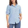 image33000ft Womens UPF 50 UV Long Sleeve Sun Protection Safari Shirts Quick Dry Outdoor Fishing Hiking Travel ShirtLight Blue
