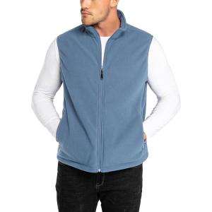 image33000ft Mens Fleece Vest Lightweight Warm Zip Up Polar Vests Outerwear with Zipper Pockets Sleeveless Jacket for WinterBlue Grey