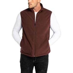 image33000ft Mens Fleece Vest Lightweight Warm Zip Up Polar Vests Outerwear with Zipper Pockets Sleeveless Jacket for WinterChocolate