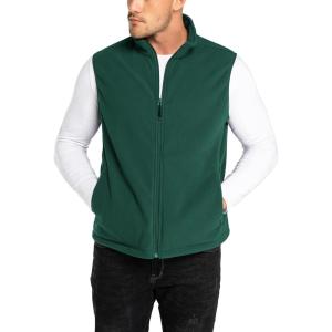 image33000ft Mens Fleece Vest Lightweight Warm Zip Up Polar Vests Outerwear with Zipper Pockets Sleeveless Jacket for WinterGreen