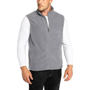 image33000ft Mens Fleece Vest Lightweight Warm Zip Up Polar Vests Outerwear with Zipper Pockets Sleeveless Jacket for WinterLight Grey Heather