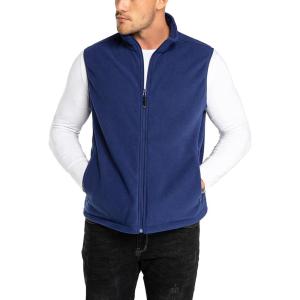 image33000ft Mens Fleece Vest Lightweight Warm Zip Up Polar Vests Outerwear with Zipper Pockets Sleeveless Jacket for WinterNavy