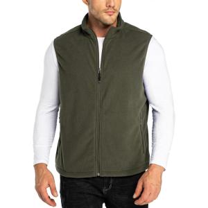 image33000ft Mens Fleece Vest Lightweight Warm Zip Up Polar Vests Outerwear with Zipper Pockets Sleeveless Jacket for WinterOlive
