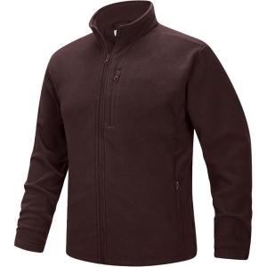 image33000ft Mens Full Zip Fleece Jacket Lightweight Warm Soft Polar Long Sleeve Jackets with Pockets for Winter Hiking CasualChocolate