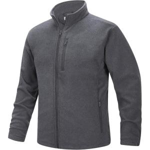 image33000ft Mens Full Zip Fleece Jacket Lightweight Warm Soft Polar Long Sleeve Jackets with Pockets for Winter Hiking CasualGrey Heather