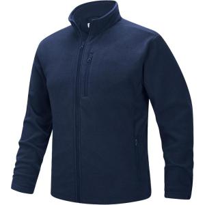 image33000ft Mens Full Zip Fleece Jacket Lightweight Warm Soft Polar Long Sleeve Jackets with Pockets for Winter Hiking CasualMidnight Blue