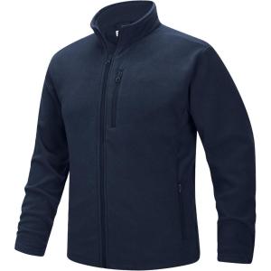 image33000ft Mens Full Zip Fleece Jacket Lightweight Warm Soft Polar Long Sleeve Jackets with Pockets for Winter Hiking CasualNavy Blue