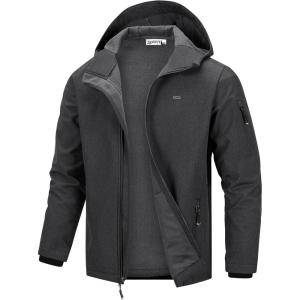 image33000ft Mens Hooded Softshell Jacket Waterproof Lightweight Insulated Windbreaker Fleece Lined Rain Shell JacketDarkgrey Melange