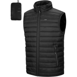 image33000ft Mens Lightweight Packable Insulated Puffer Vest Outerwear Warm Winter Sleeveless Jacket for Golf RunningBlack
