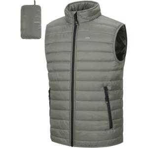 image33000ft Mens Lightweight Packable Insulated Puffer Vest Outerwear Warm Winter Sleeveless Jacket for Golf RunningBrown