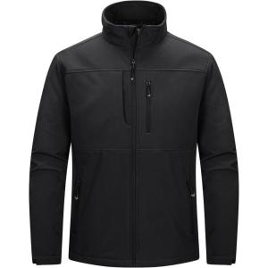 image33000ft Mens Lightweight Softshell Jacket Warm Fleece Lined Windbreaker Waterproof Soft Shell for Outdoor HikingBlack