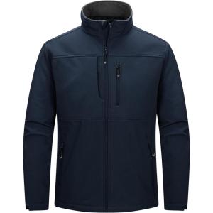image33000ft Mens Lightweight Softshell Jacket Warm Fleece Lined Windbreaker Waterproof Soft Shell for Outdoor HikingDark Blue