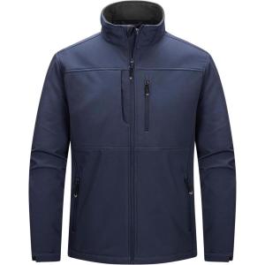 image33000ft Mens Lightweight Softshell Jacket Warm Fleece Lined Windbreaker Waterproof Soft Shell for Outdoor HikingDark Denim