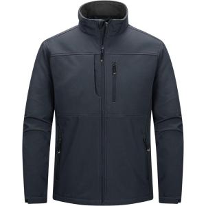 image33000ft Mens Lightweight Softshell Jacket Warm Fleece Lined Windbreaker Waterproof Soft Shell for Outdoor HikingDark Grey