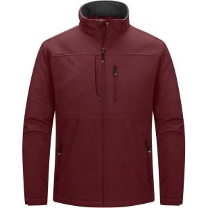 image33000ft Mens Lightweight Softshell Jacket Warm Fleece Lined Windbreaker Waterproof Soft Shell for Outdoor HikingDark Red