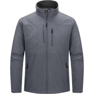 image33000ft Mens Lightweight Softshell Jacket Warm Fleece Lined Windbreaker Waterproof Soft Shell for Outdoor HikingMidgrey