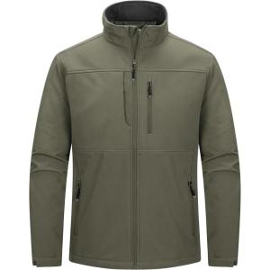 image33000ft Mens Lightweight Softshell Jacket Warm Fleece Lined Windbreaker Waterproof Soft Shell for Outdoor HikingOlive