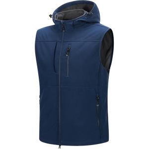 image33000ft Mens Lightweight Softshell Vest Hooded Outerwear Zip Up Fleece Lined Windproof Sleeveless Jacket for Golf RunningDark Blue