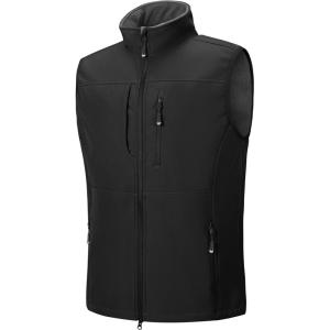 image33000ft Mens Lightweight Softshell Vest Outerwear Zip Up Fleece Lined Windproof Sleeveless Jacket for Golf Running HikingBlack