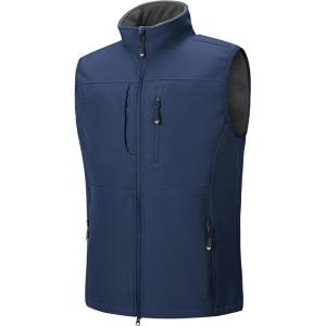 image33000ft Mens Lightweight Softshell Vest Outerwear Zip Up Fleece Lined Windproof Sleeveless Jacket for Golf Running HikingBlue