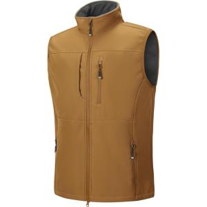 image33000ft Mens Lightweight Softshell Vest Outerwear Zip Up Fleece Lined Windproof Sleeveless Jacket for Golf Running HikingBrown