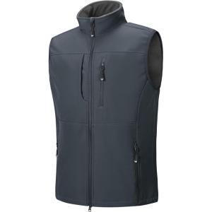image33000ft Mens Lightweight Softshell Vest Outerwear Zip Up Fleece Lined Windproof Sleeveless Jacket for Golf Running HikingDark Grey