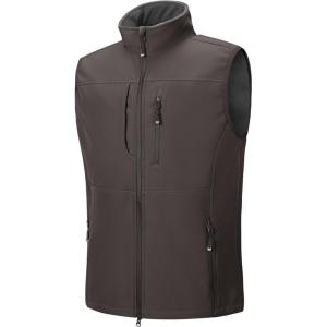 image33000ft Mens Lightweight Softshell Vest Outerwear Zip Up Fleece Lined Windproof Sleeveless Jacket for Golf Running HikingGrey