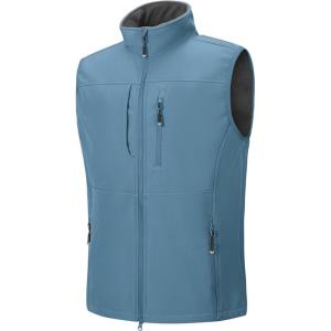 image33000ft Mens Lightweight Softshell Vest Outerwear Zip Up Fleece Lined Windproof Sleeveless Jacket for Golf Running HikingMountain Blue