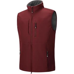 image33000ft Mens Lightweight Softshell Vest Outerwear Zip Up Fleece Lined Windproof Sleeveless Jacket for Golf Running HikingWine