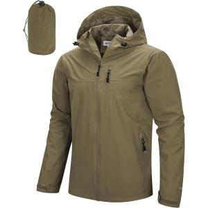 image33000ft Mens Packable Rain Jacket Lightweight Rain Shell Jacket with Hood Waterproof Raincoat for CyclingArmy Green