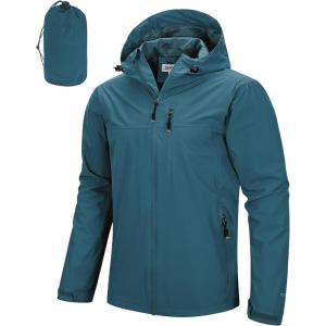 image33000ft Mens Packable Rain Jacket Lightweight Rain Shell Jacket with Hood Waterproof Raincoat for CyclingCeramic Blue