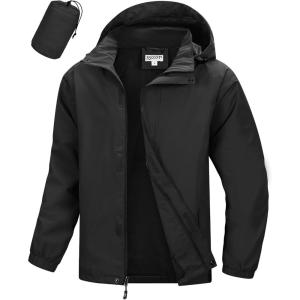 image33000ft Mens Packable Rain Jacket Waterproof Lightweight Raincoat Rain Shell with Hood for Outdoor Hiking Golf TravelBlack