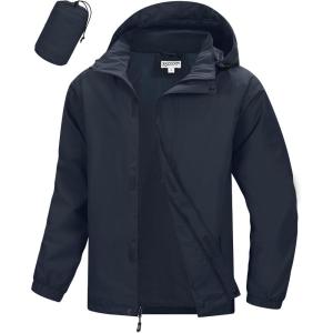 image33000ft Mens Packable Rain Jacket Waterproof Lightweight Raincoat Rain Shell with Hood for Outdoor Hiking Golf TravelBlue