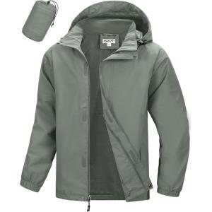 image33000ft Mens Packable Rain Jacket Waterproof Lightweight Raincoat Rain Shell with Hood for Outdoor Hiking Golf TravelGreen