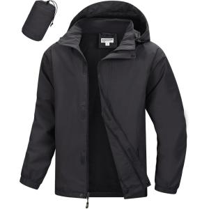 image33000ft Mens Packable Rain Jacket Waterproof Lightweight Raincoat Rain Shell with Hood for Outdoor Hiking Golf TravelGrey